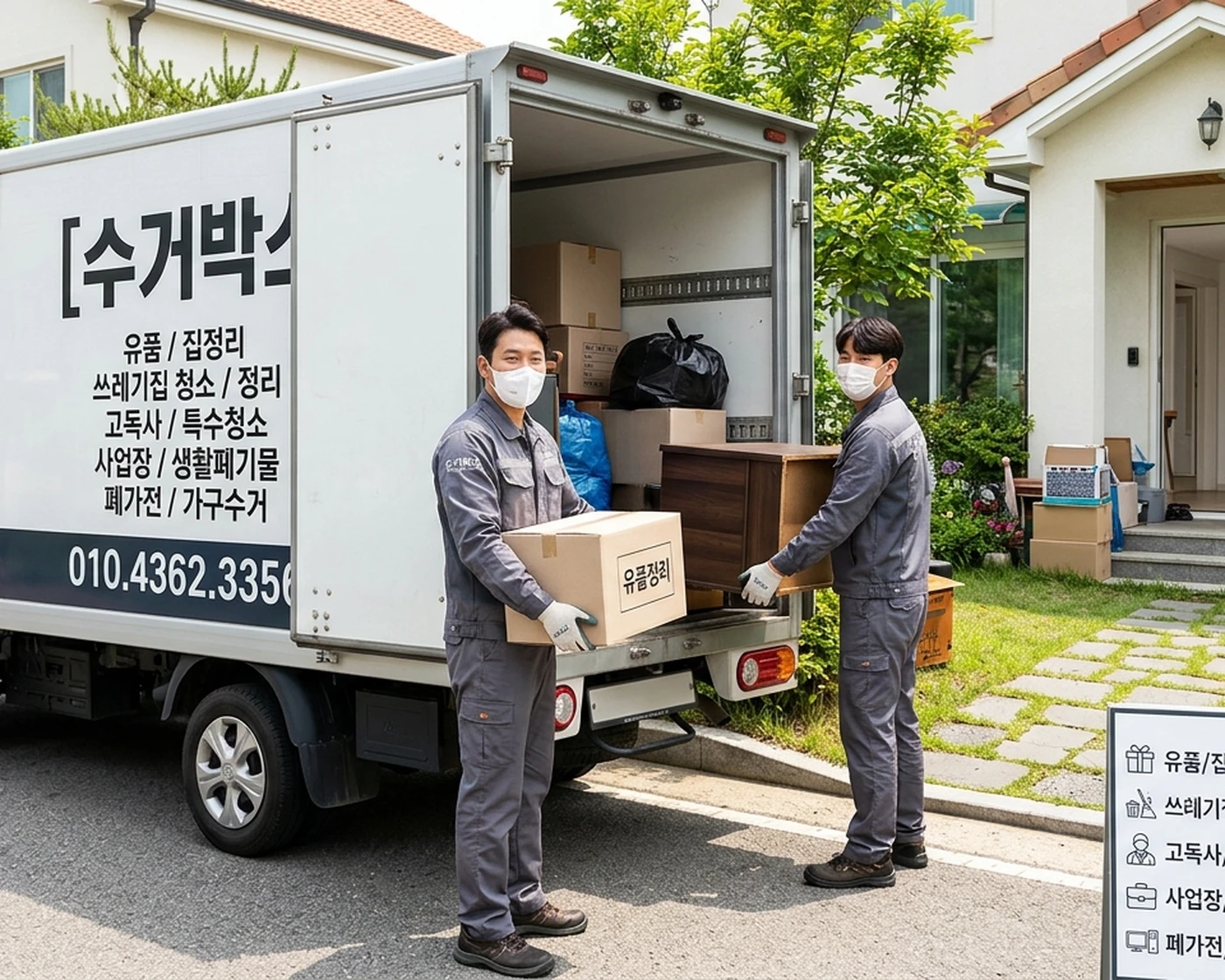 수거박스 공간정리 작업 모습